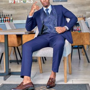 Blue Satin Groom's Suit