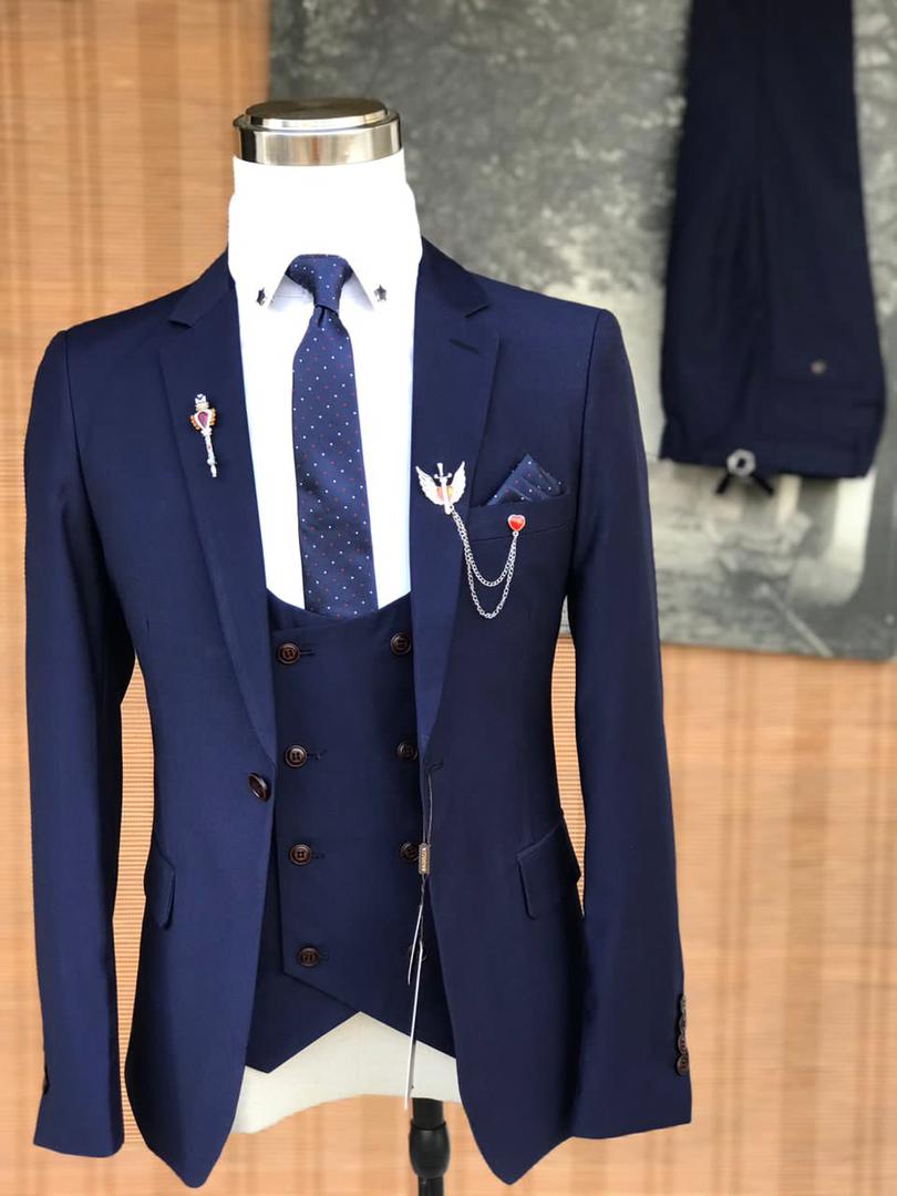 3 Piece Plain Men's Suit - Image 4